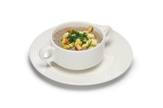 Layout for menu. Mushroom soup puree
