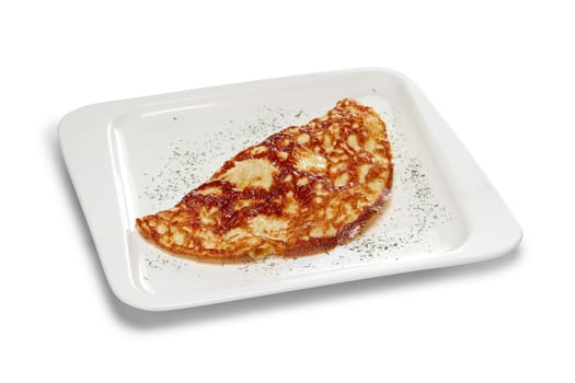 Layout for menu. Omelet with ham and bell pepper