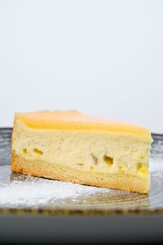 Close up view portion of pumpkin cheese cake