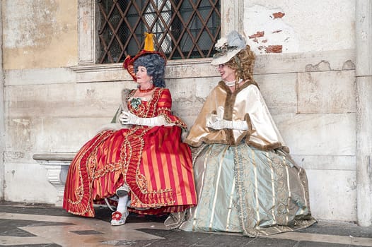 VENICE, ITALY - Febrary 21 2019: The masks of the Venice carnival 2019.
