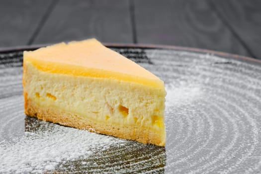 Close up view portion of pumpkin cheese cake