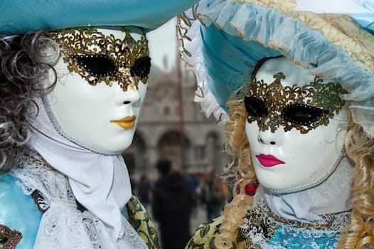 VENICE, ITALY - Febrary 7 2018: The masks of the Venice carnival 2018