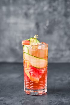 Variation of alcoholic cocktail with vodka, grapefruit and cucumber