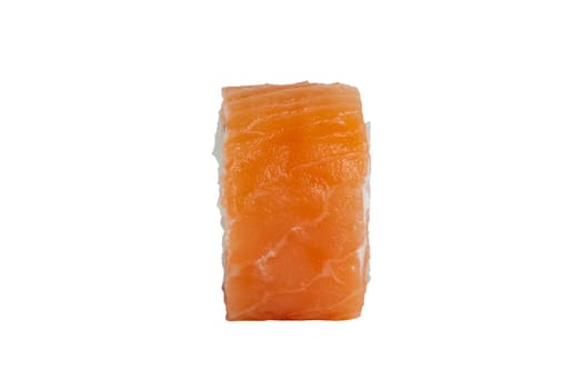 roll with salmon and cheese, side view in profile