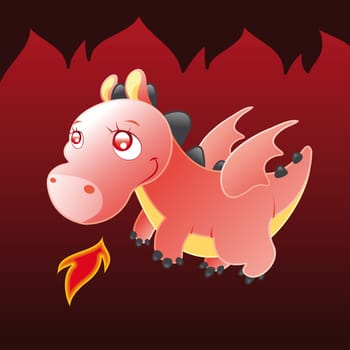 Little Dragon, cartoon and vector illustration