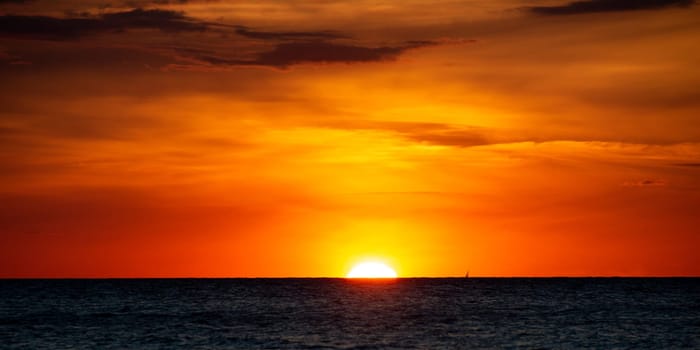 Beautiful orange sunset over the sea