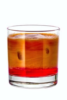 Cold brew cherry iced coffee isolated on white
