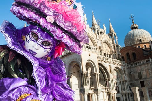 VENICE, ITALY - Febrary 6 2018: The masks of the Venice carnival 2018.
