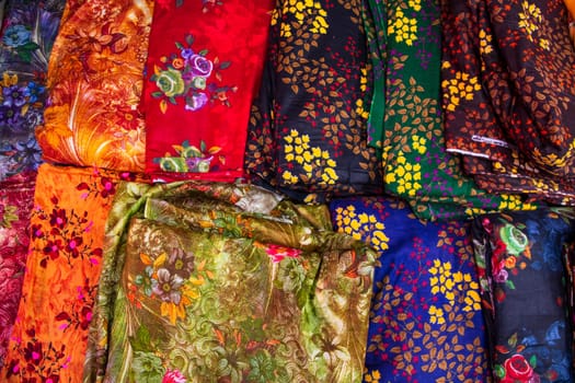 Colorful Textile Printed Fabrics of Women's Wear  Background Texture