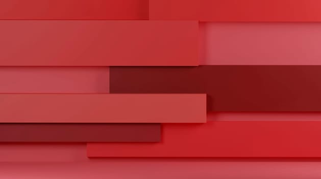 3D render blank bright red studio background, product display with copy space for displaying content design. Banner for advertising products on the website
