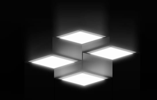 box opening with rays of light, high contrast image. 3d render