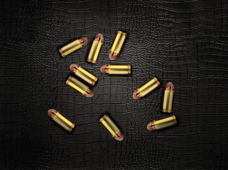 bullets on a black leather background