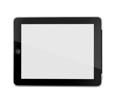 black tablet isolated from white background
