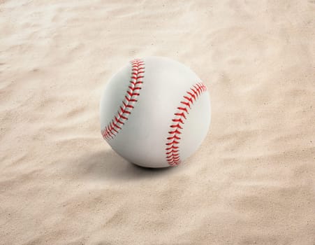baseball ball on the sand, beach, sea