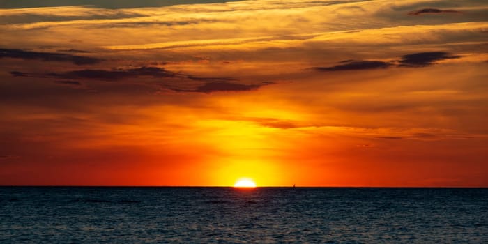 Beautiful orange sunset over the sea