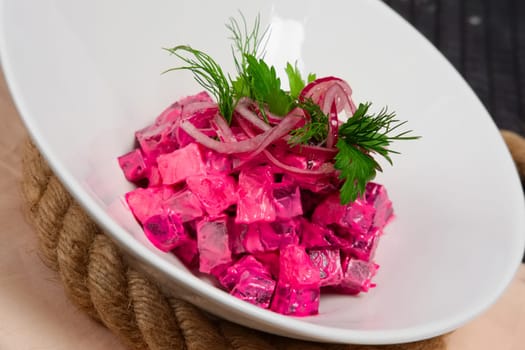 salad with beetroot, apple and red onion