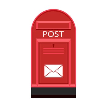 Red Metal Post Box Isolated on White Background.