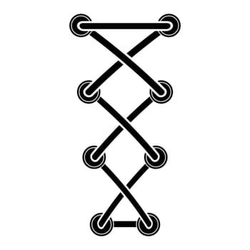Black Shoelace Icon Isolated on White Background.