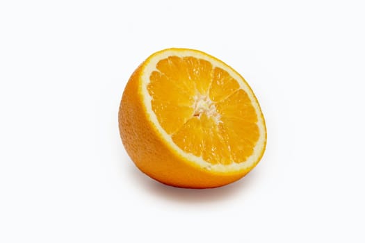 half of orange isolated on white with shade