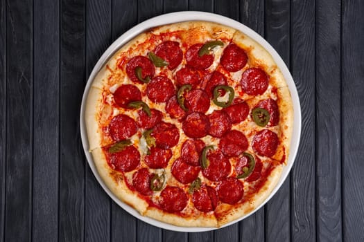 Pizza pepperoni with chili jalapeno pepper
