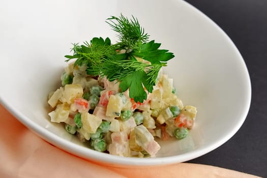 Traditional russian salad olivier