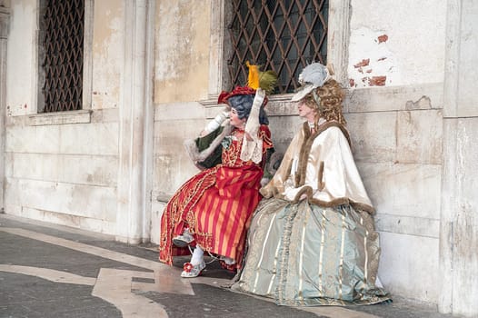 VENICE, ITALY - Febrary 21 2019: The masks of the Venice carnival 2019.