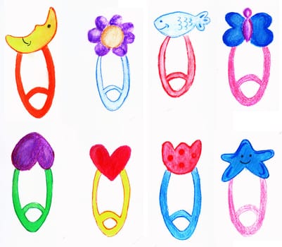 a hand drawn cute baby pins
