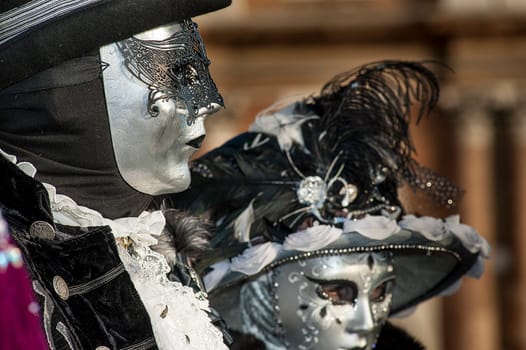 VENICE, ITALY - Febrary 5 2018: The masks of the Venice carnival 2018.