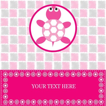 Baby card with pink turtle