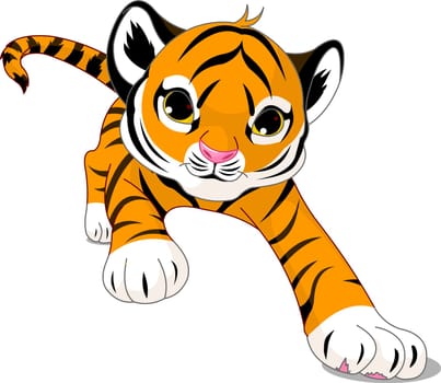 Image of running cute baby tiger