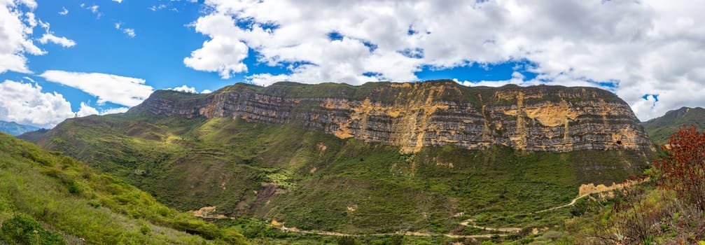 Panoramic landscape of a plateau near Chachapoyas, Peru