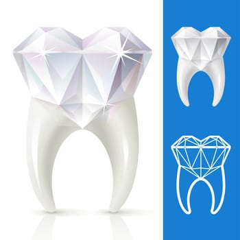 Vector tooth in the shape of diamond