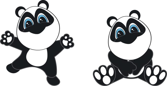 panda cartoon set in vector format very easy to edit