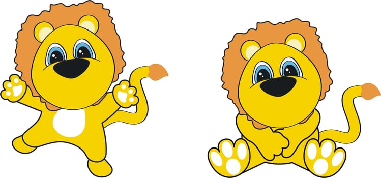 lion cartoon set in vector format very easy to edit