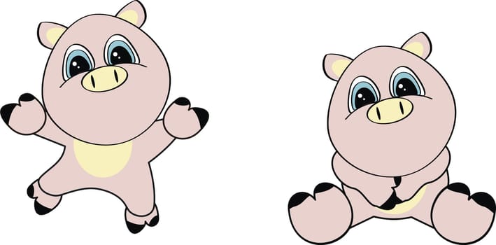 pig cartoon set in vector format very easy to edit