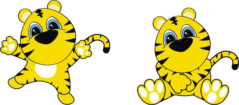 tiger cartoon set in vector format very easy to edit