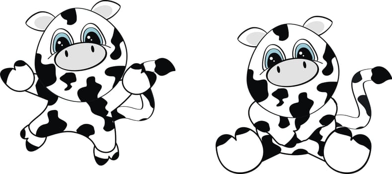 cow cartoon set in vector format very easy to edit