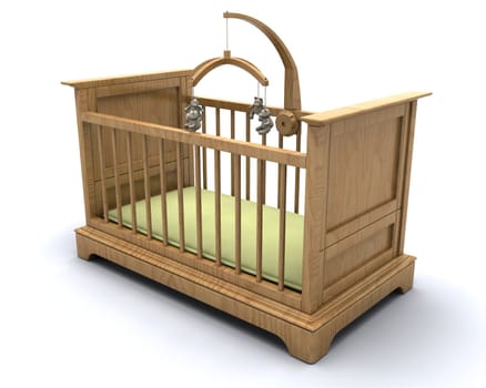 3D render of a cot for a baby