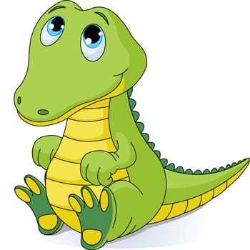 .Illustration of very cute baby crocodile