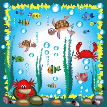 Background with marine animals