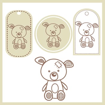 Baby bear labels, vector illustration
