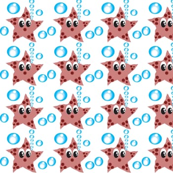 Sea texture with stars and bubbles.