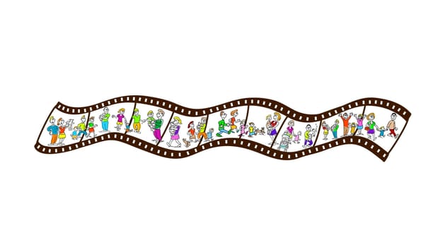 Family in the film. Abstract vector illustration