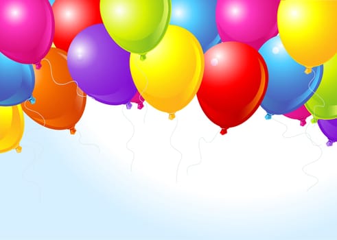 Illustration of the bunch of colorful balloons flying up