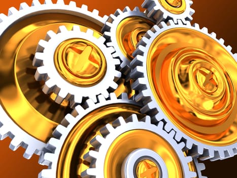 abstract 3d illustration of gear wheels background