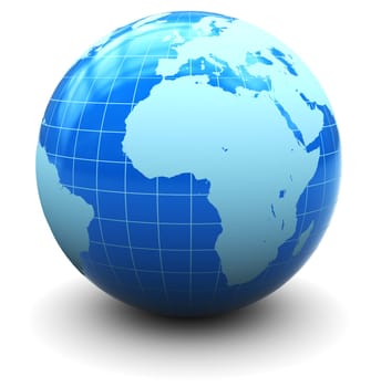 3d illustration of earth globe over white background