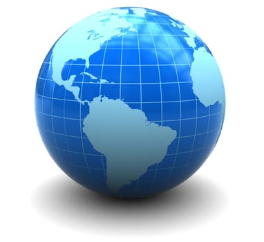 abstract 3d illustration of earth globe over white background