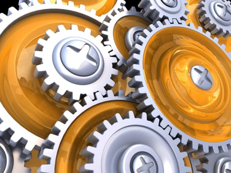 abstract 3d illustration of gear wheels