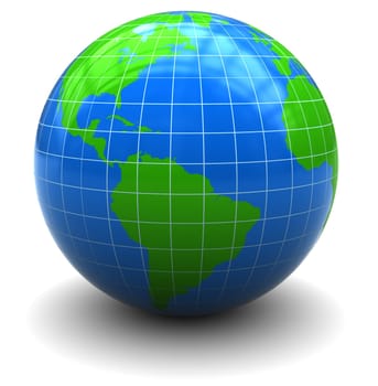 abstract 3d illustration of earth globe over white background