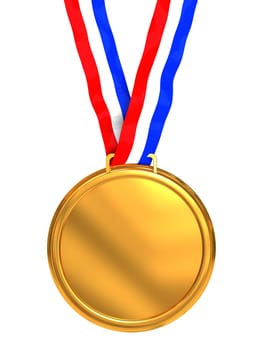 3d illustration of golden medal isolated over white background